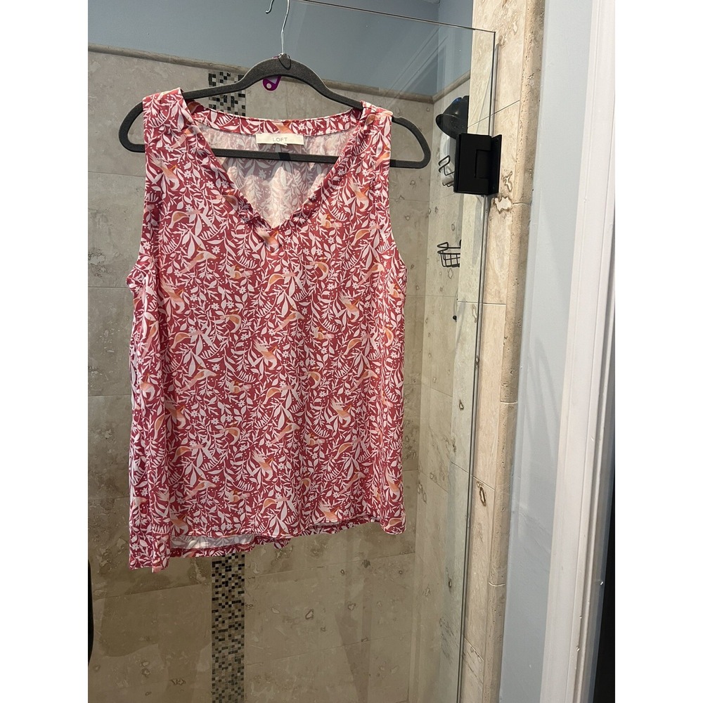 Ann Taylor LOFT Sleeveless Blouse Top Womens Medium M Bird Print Tank Top New